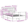vidaXL Легло с етажерка за книги, без матрак, 140x190 см, бор масив
