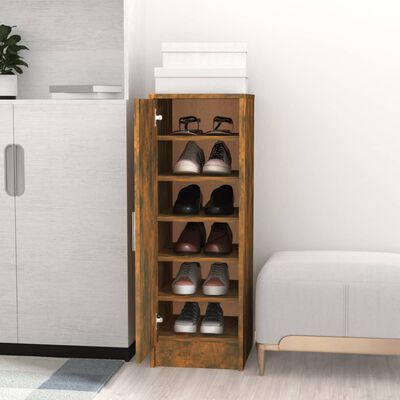 vidaXL Шкаф за обувки, опушен дъб, 32x35x92 см, инженерно дърво