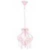 vidaXL Полилей с кристали, розов, кръгъл, E14
