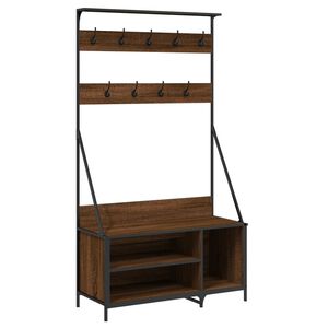 vidaXL Стойка за дрехи и рафт за обувки, кафяв дъб, 100x41x184 см
