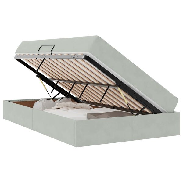 vidaXL Легло с място за съхранение и матрак Светлосиво 120 x 190 cm