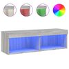 vidaXL ТВ шкаф с LED осветление, сив сонома, 100x30x30 см