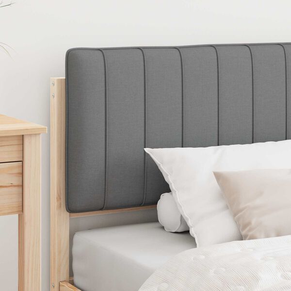 vidaXL Леглова рамка с тапицирана гръбна част Светлосиво 90 x 190 cm