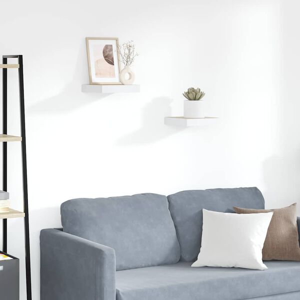 vidaXL Окачени стенни рафтове, 2 бр, дъб и бял, 23x23,5x3,8 см, МДФ