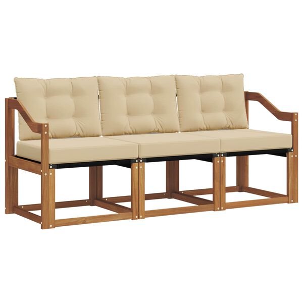 vidaXL Комплект дивани за открито 3 pcs Натурален и Бежов