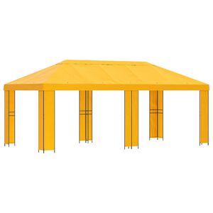 vidaXL Градинска беседка 6 x 3 m Жълто Полиестер и стомана 190 gsm