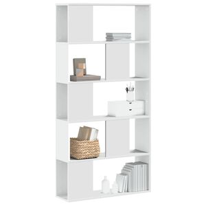 vidaXL Библиотека 5 рафта бяла 80,5x23,5x162,5 см инженерно дърво