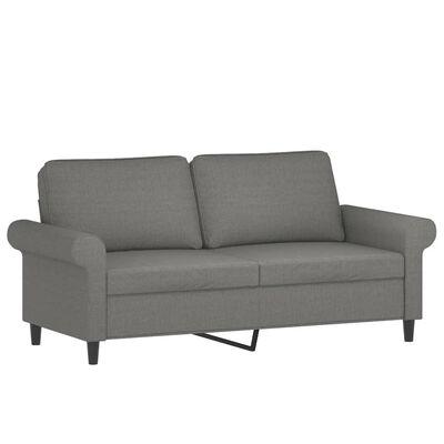 vidaXL 2-местен диван, тъмносив, 140 см, плат