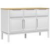 vidaXL Сайдборд FLORO, бял, 114x43x74 см, борово дърво масив