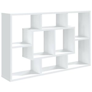 vidaXL Стенен рафт, бял, 85x16x52,5 см, инженерно дърво