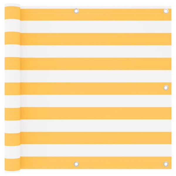 vidaXL Балконски параван, бяло и жълто, 90x400 см, оксфорд плат