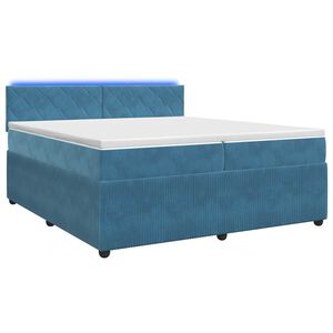 vidaXL Континентално легло с матрак Синьо 200 x 200 cm Кадифе