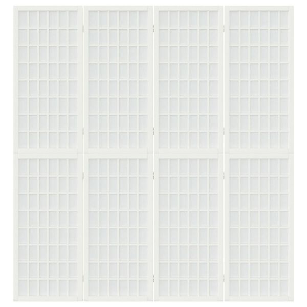 vidaXL Параван за стая, 4 панела, в японски стил, 160x170 cм, бял