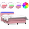 vidaXL Боксспринг легло с матрак и LED, розово, 160x210 см, кадифе