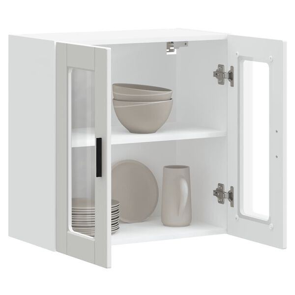 vidaXL Кухненски стенен шкаф със стъклена врата "Porto" бял