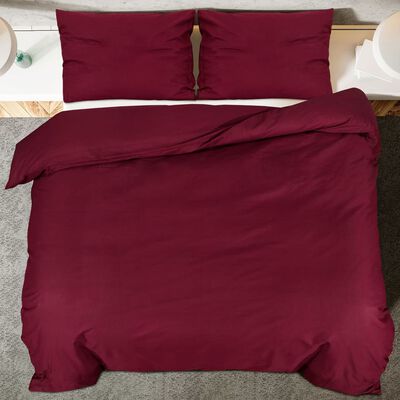 vidaXL Комплект спално бельо, бордо, 135x200 см, памук