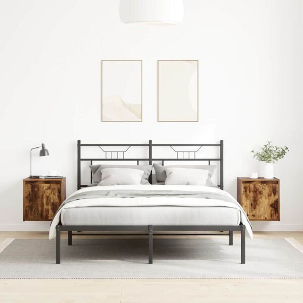 vidaXL Нощни шкафчета за стенен монтаж, 2 бр, опушен дъб, 38x34x40 см