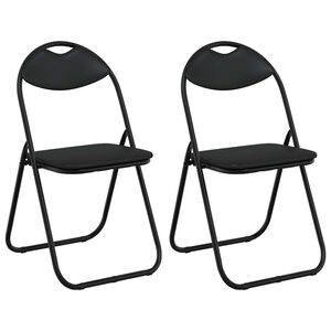vidaXL Сгъваем стол 2 бр. Изкуствена Черен 48 x 43,5 x 81 см