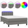 vidaXL Боксспринг легло с матрак и LED, тъмносиво, 120x200 см, плат