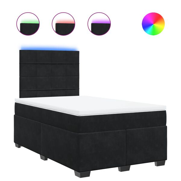 vidaXL Боксспринг легло с матрак, черно, 120x200 см, кадифе