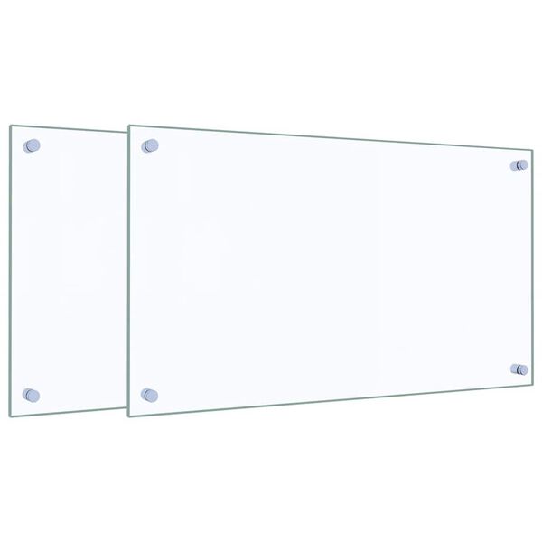 vidaXL Кухненски гърбове, 2 бр, прозрачен, 70x40 см, закалено стъкло