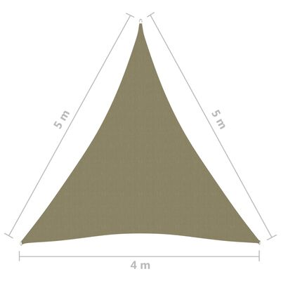vidaXL Платно-сенник, Оксфорд плат, триъгълно, 4x5x5 м, бежово