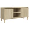 vidaXL ТВ шкаф с крака от масивно дърво, сонома дъб, 103,5x35x50 см
