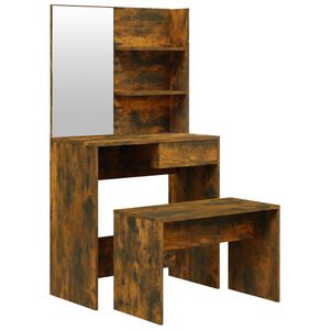 vidaXL Комплект тоалетка, Опушен дъб, 74,5x40x141 см