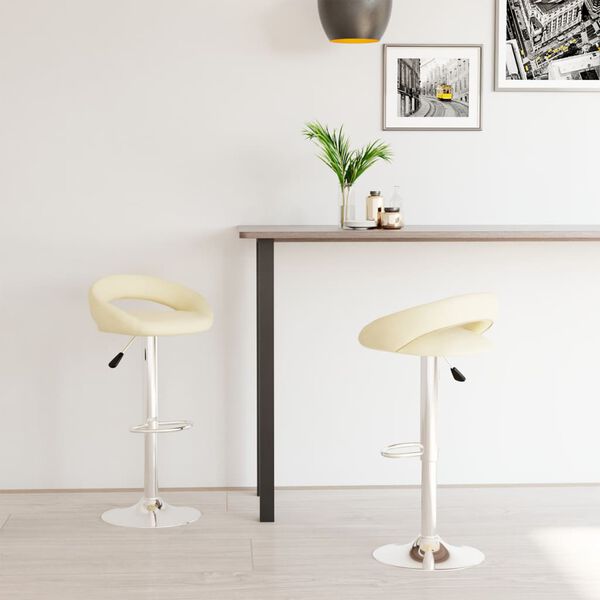 vidaXL Бар табуретки, 2 бр, кремави, изкуствена кожа