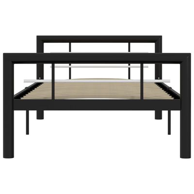 vidaXL Рамка за легло, черно и бяло, метал, 90x200 см
