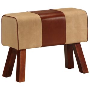 vidaXL Пейка гимнастическа 58 см кафява естествена кожа и манго масив