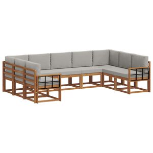 vidaXL Комплект дивани за открито 9 pcs Естествено и светло сиво