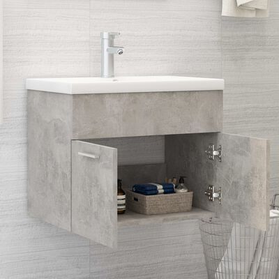 vidaXL Долен шкаф за мивка, бетонно сив, 60x38,5x46 см, ПДЧ