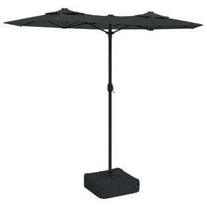 vidaXL Градински чадър с двоен покрив и LED, антрацит, 316x145 см