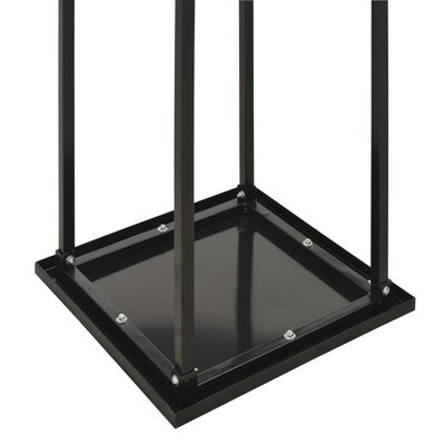 vidaXL Стойка за дърва с основа, черна, 37x37x113 см, стомана