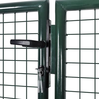 vidaXL Оградна порта, стомана, 306x150 см, зелена