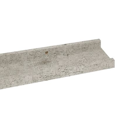 vidaXL Стенни рафтове, 4 бр, бетонно сиви, 80x9x3 см