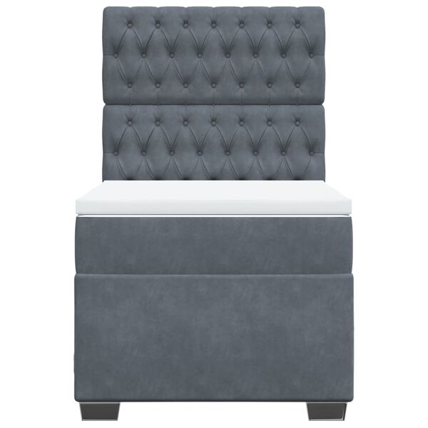 vidaXL Боксспринг легло с матрак, тъмносиво, 100x200 см, кадифе