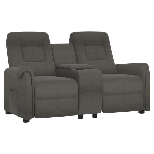 vidaXL 2-местен масажен наклоняем стол с поставка за чаша, тъмносив