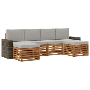 vidaXL Комплекти дивани с възглавница 6 pcs Натурално и светлосиво