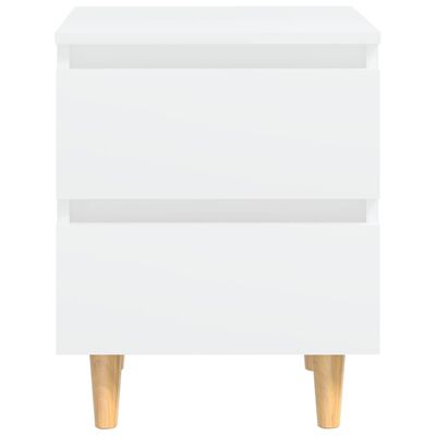 vidaXL Нощно шкафче с крака от боров масив, бяло, 40x35x50 см