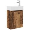 vidaXL Мивка за баня със смесител Старо дърво 45,5 x 22,5 x 84 см