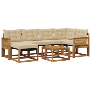 vidaXL Комплект дивани за открито 7 pcs Натурален и Бежов