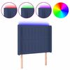 vidaXL LED горна табла за легло, синя, 83x16x118/128 см, плат