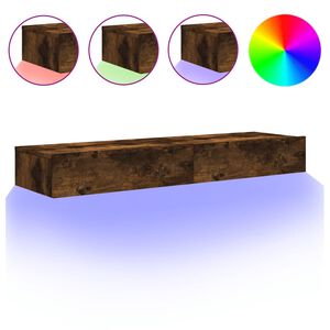 vidaXL ТВ шкафове с LED осветление, 2 бр, опушен дъб, 60x35x15,5 см