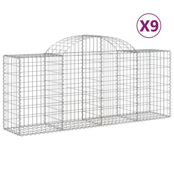 vidaXL Габионни кошници арка 9 бр 200x50x80/100 см поцинковано желязо