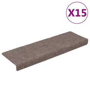 vidaXL Изтривалки за стълби, самозалепващи се, 15 бр., 65x21x4 см, бежови, с правоъгълен кант