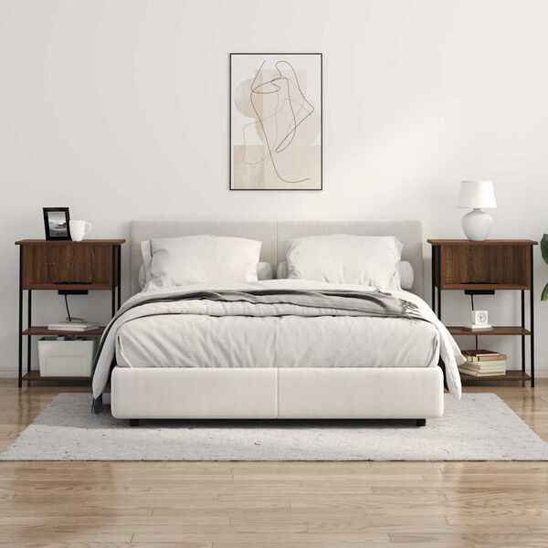 vidaXL Нощен шкаф Кафяв дъб 55 x 31 x 76 см Инженерно дърво