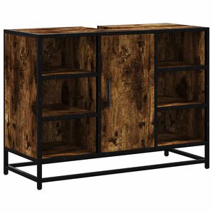 vidaXL Шкаф за мивка за баня, опушен дъб, 80x33x60 см, инженерно дърво