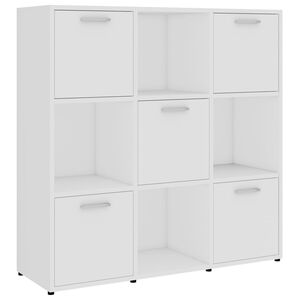 vidaXL Шкаф библиотека, бял, 90x30x90 см, инженерно дърво